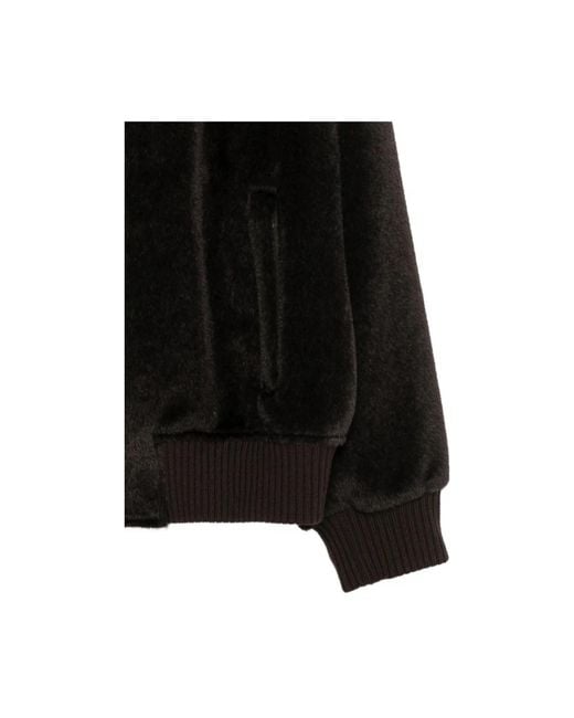Isaia Black Bomber Jackets for men