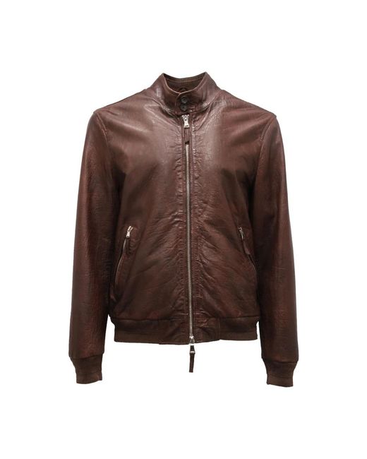 The Jack Leathers Stone Washed Braune Jacke Mit Reißverschluss in Brown für Herren