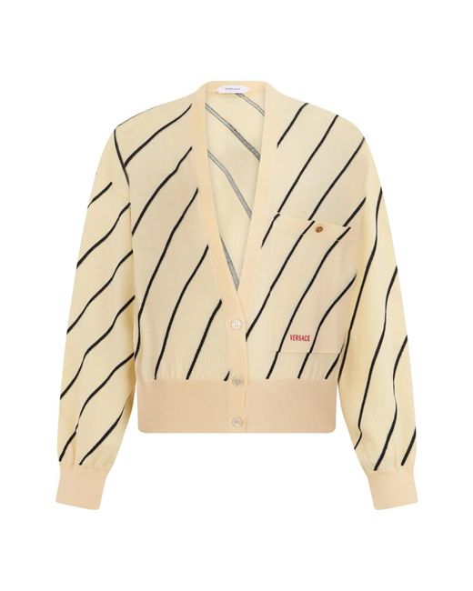Versace Intarsia Gestreepte Vest in het Natural
