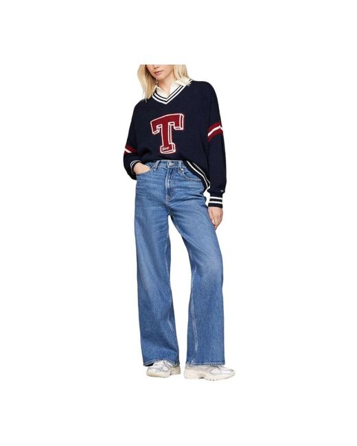 V-Neck Knitwear Tommy Hilfiger de color Blue
