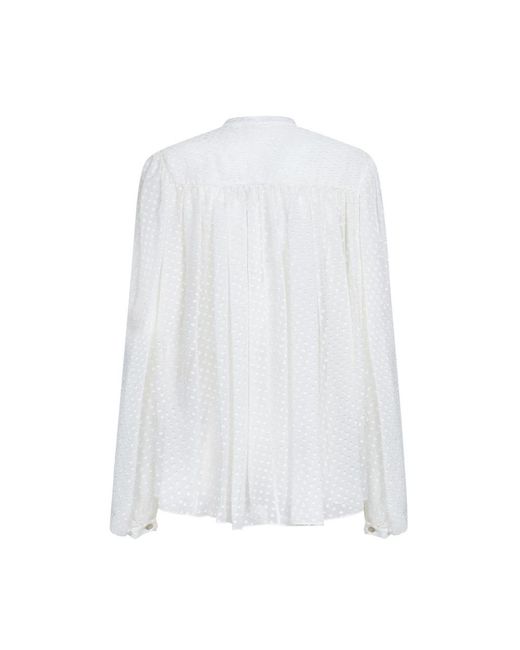 Etro Overhemden ,Wit ,Mandarijnkraag Zijden Crêpon Blouse in het White