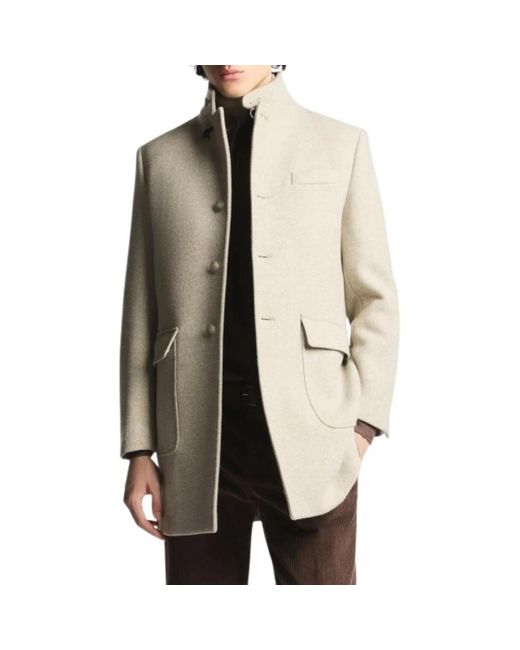 Fay Single-Breasted Coat in het Natural voor heren