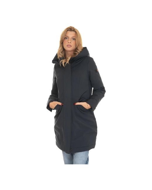 Peuterey Black Lange daunenjacke mit fester kapuze