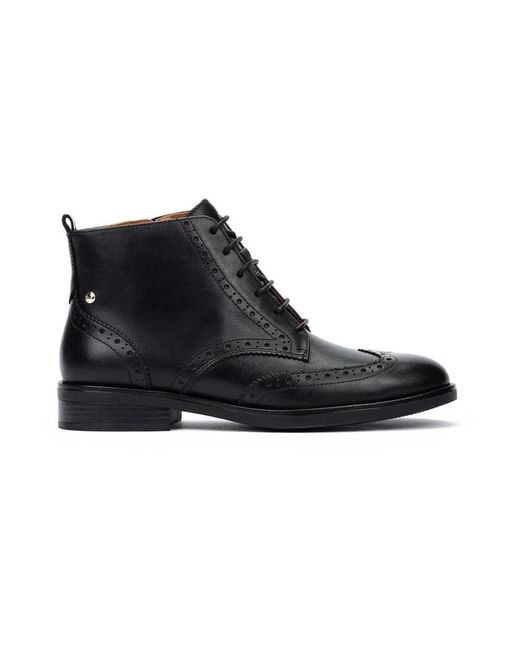 Pikolinos Black Schwarze Leder-Stiefeletten Für Frauen