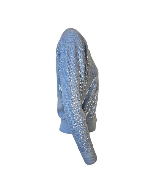 P.A.R.O.S.H. P.A.R.O..H. ,Truien & Vesten ,Blauw ,Pailletten Blauwe Pailletten Vest in het Blue