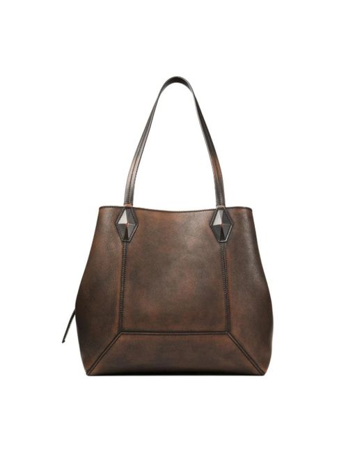 Jimmy Choo Brown Diamant Tote Kalbsleder Tasche