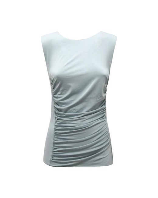 Armani Blue Sleeveless Tops