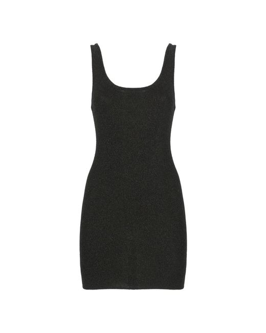 Mc2 Saint Barth Kleedjes ,Zwart ,Zwarte Viscose Jurk Met Lurex Details in het Black