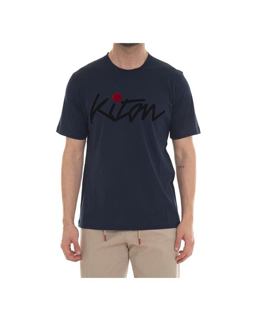 Kiton Maxi logo baumwoll t-shirt in Blue für Herren