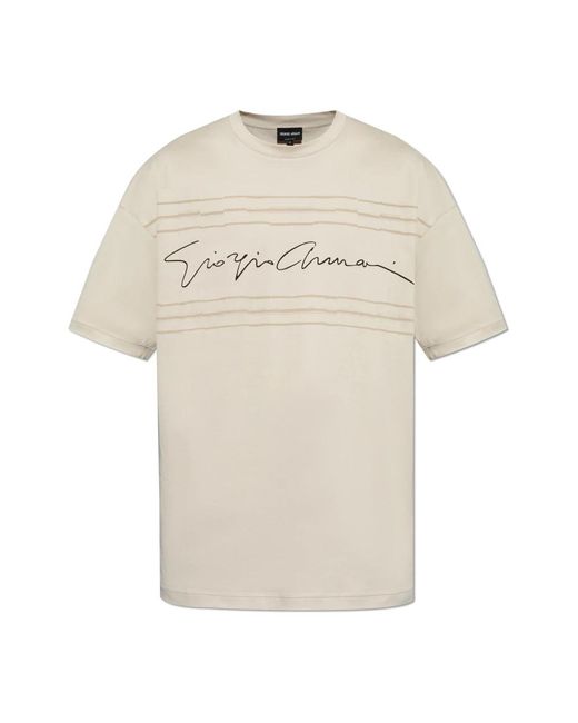 Giorgio Armani T-shirt mit logo in Natural für Herren