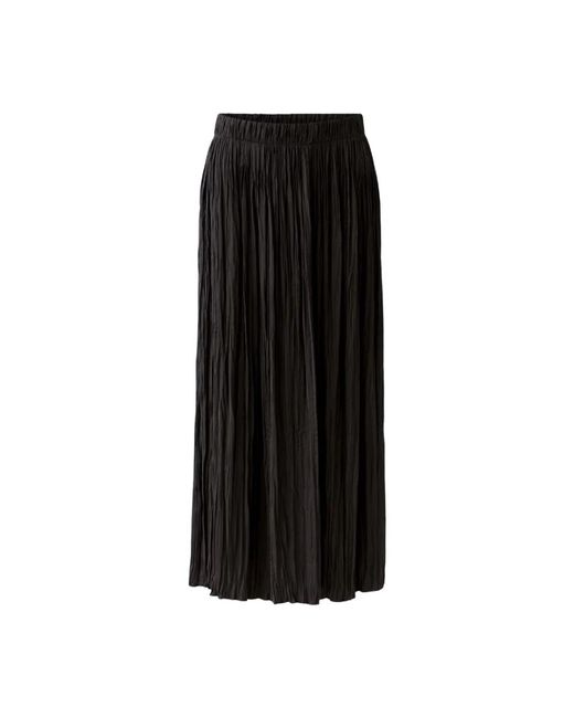 Ouí Rokken ,Zwart ,Leer Glanzende Crinkle Maxi Rok in het Black