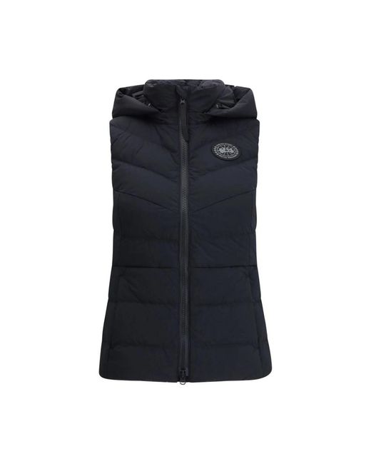 Canada Goose Jassen ,Blauw ,Spandex Zwart Label Gewatteerd Vest Met Capuchon in het Black