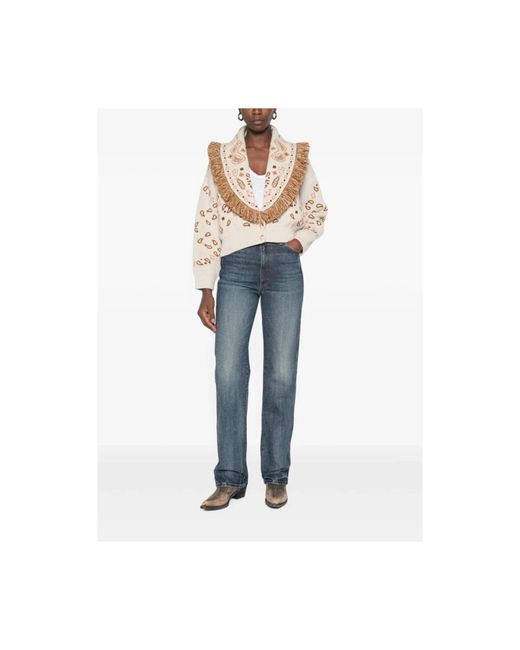 Alanui Natural Cardigan Mit Bandana-Jacquard Aus Kaschmir Und Wolle