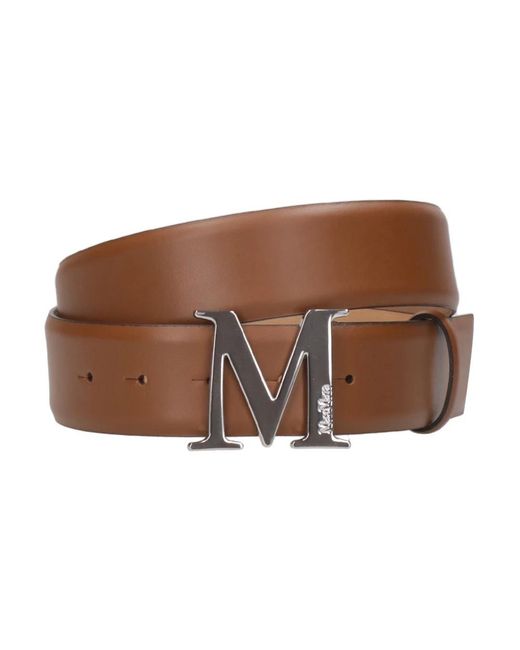 Max Mara Accessoires ,Bruin ,Bruin Leren Riem Met Metalen Gesp in het Brown