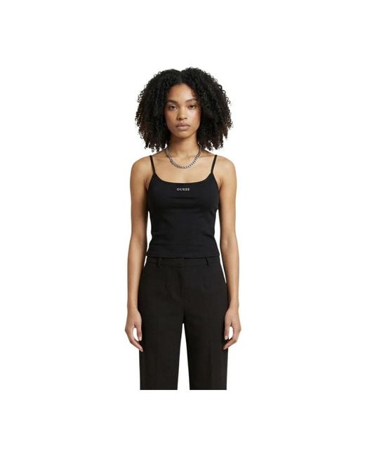 Guess Black Sleeveless Tops