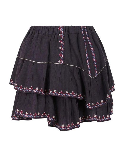 Isabel Marant Black Jocadia Blumige Bestickte Gerüschte Shorts