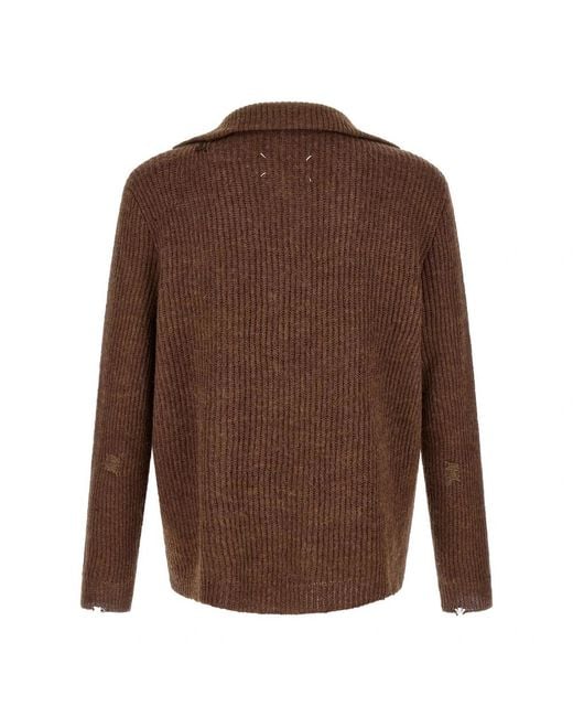 Maison Margiela Brown V-Neck Knitwear for men