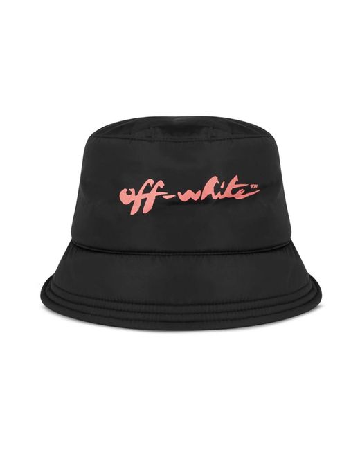 Off-White c/o Virgil Abloh Black Script logo bucket hat schwarz/rosa