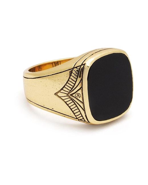 Nialaya Vintage Sterling Signet Ring With Matte Onyx in Metallic für Herren