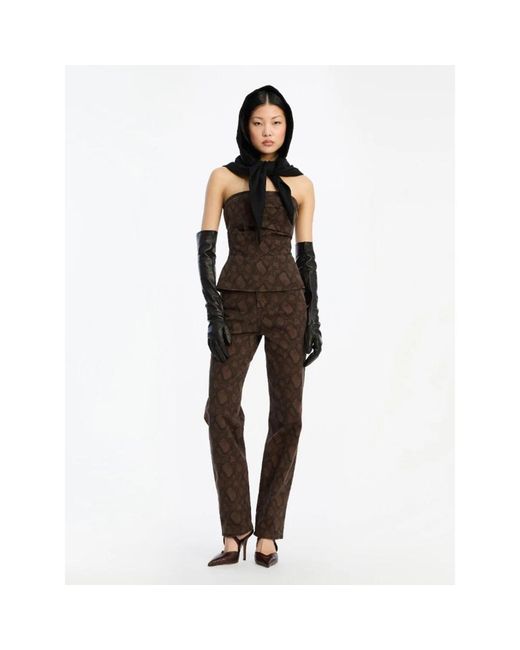 ROTATE BIRGER CHRISTENSEN Brown Slim-Fit Jeans