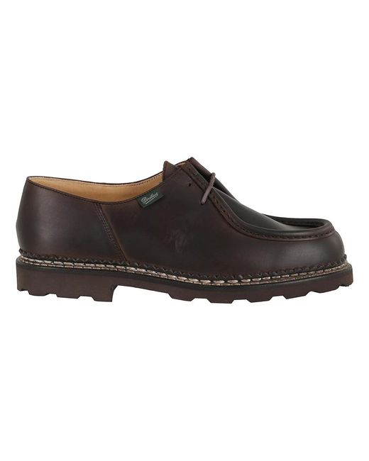 Paraboot Zwarte Leren Derbies Met Noorse Stiksels in het Brown voor heren