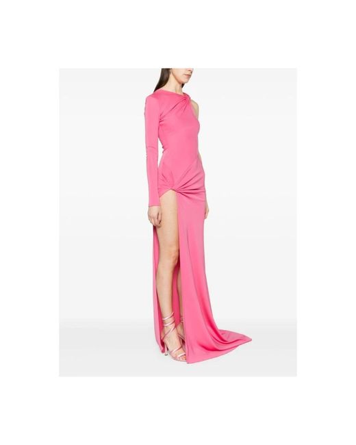 David Koma Pink Rosa asymmetrisches langarmkleid
