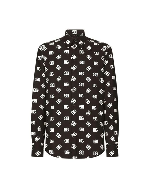 Dolce & Gabbana Logo print baumwollhemd in Black für Herren