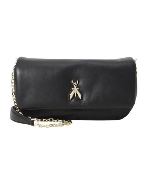 Patrizia Pepe Black Leder-Schultertasche Mit Frontlogo