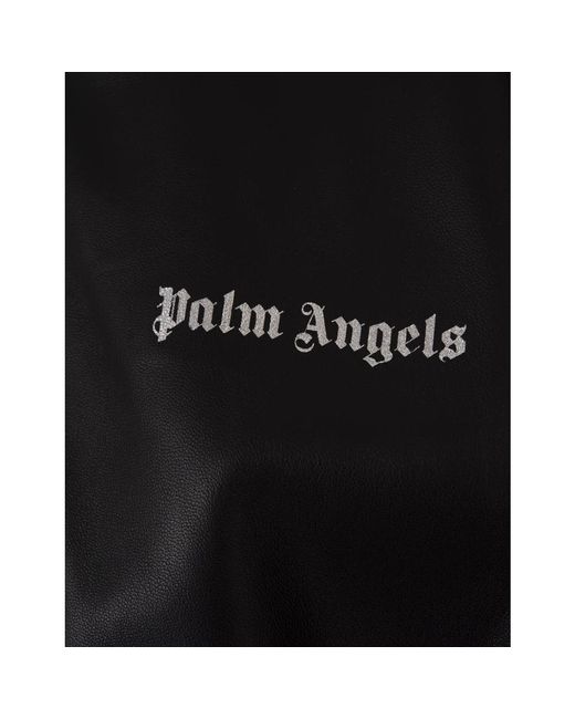 Palm Angels Schwarze lederkapuzenjacke mit logo in Black für Herren