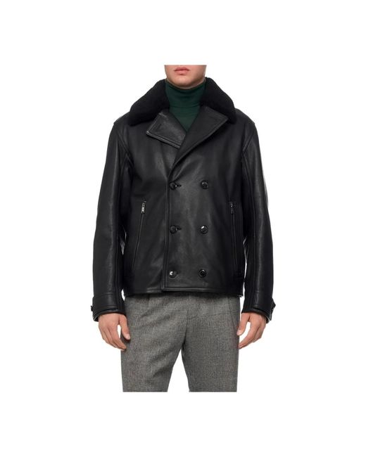 HUGO Black Leather Jackets for men
