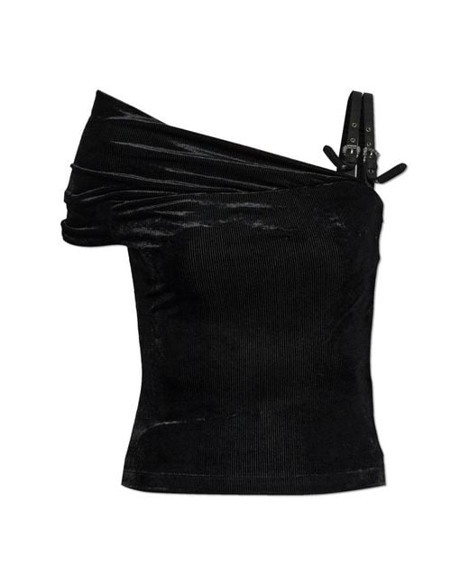 Versace Jeans Couture Black Velvet Off-Shoulder Top