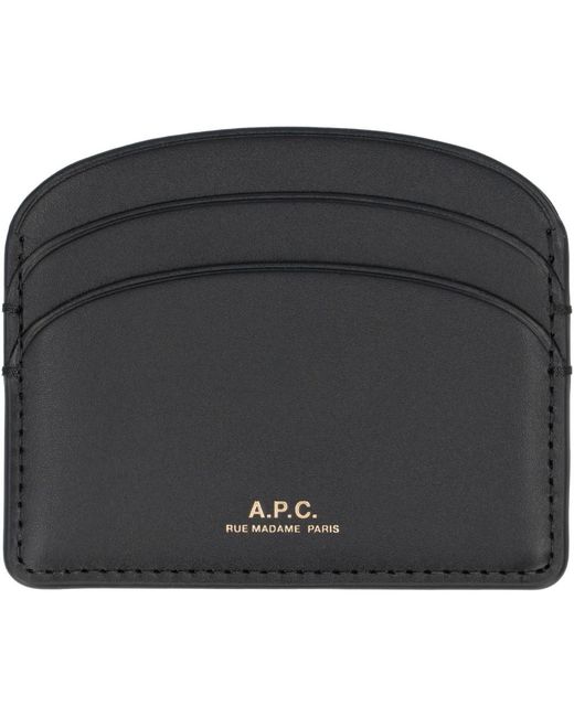 A.P.C. Black Lederkartenhalter,lederkartenhalter mit logodetail