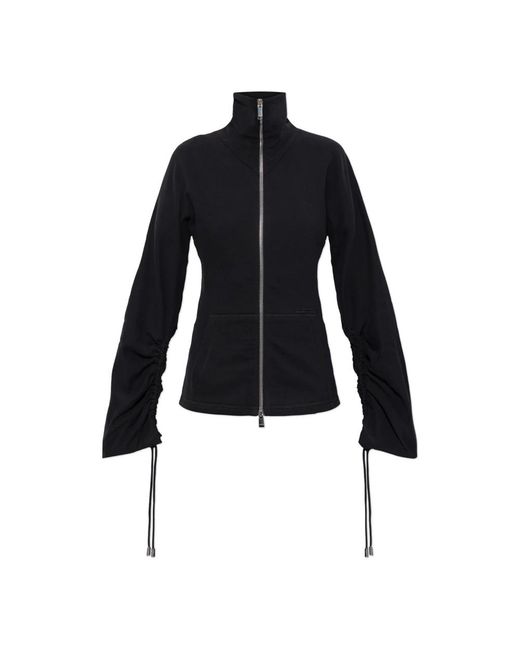Lanvin Hoodies & Sweatvesten ,Zwart ,Katoen Cotton Fleece And Cashmere Jacket in het Black