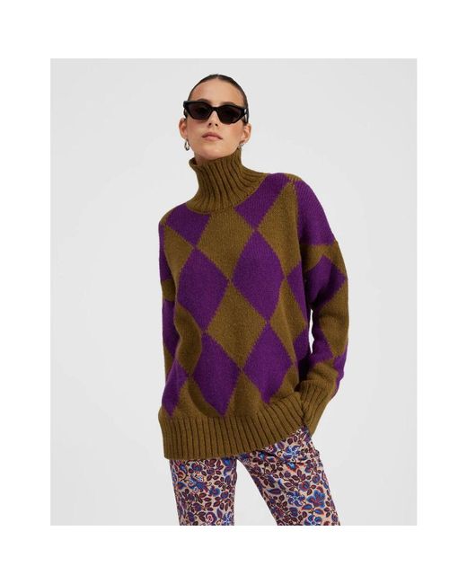 LaDoubleJ Purple Pullover Argyle