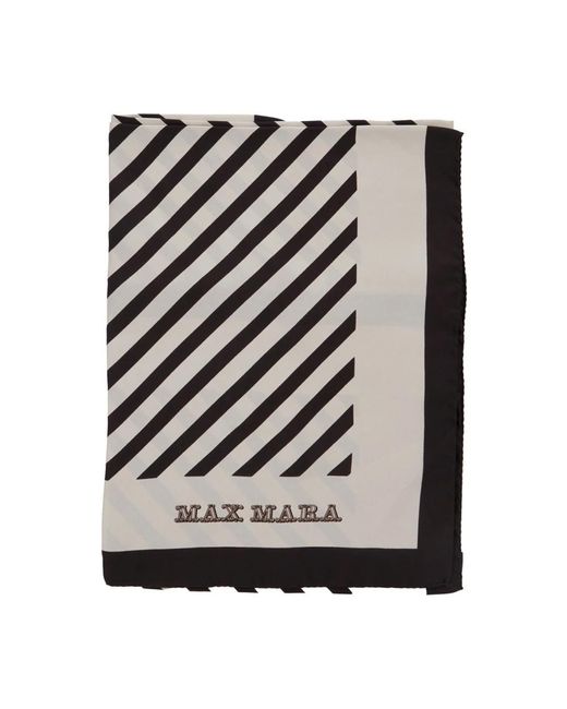 Max Mara Zwart & Wit Zijden Geometrische Sjaal in het Black