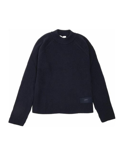 AMI Blue Round-Neck Knitwear for men