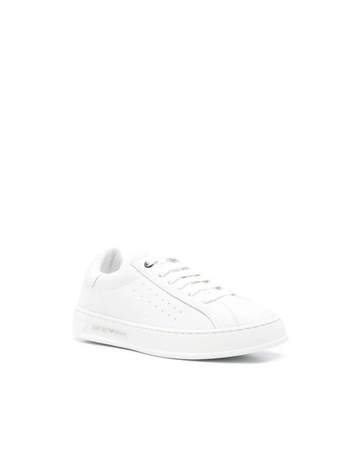 Emporio Armani White Weiße Sneakers Mit Schnürung