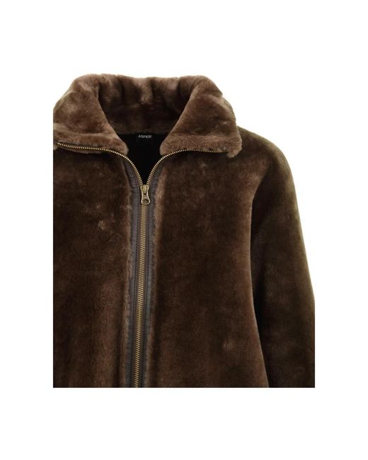 Aspesi Brown Faux Fur & Shearling Jackets