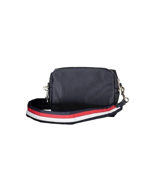 Tommy Hilfiger Blue Blau-Weiße Handtasche Aus Polyester Mit Verstellbarem Riemen