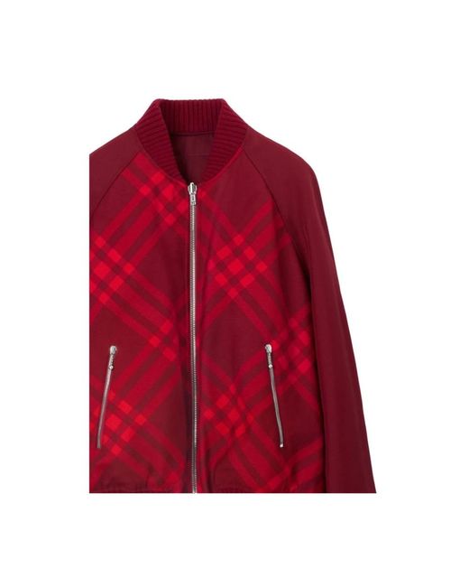 Burberry Red Wool-blend Reversible Bomber Jacket for men