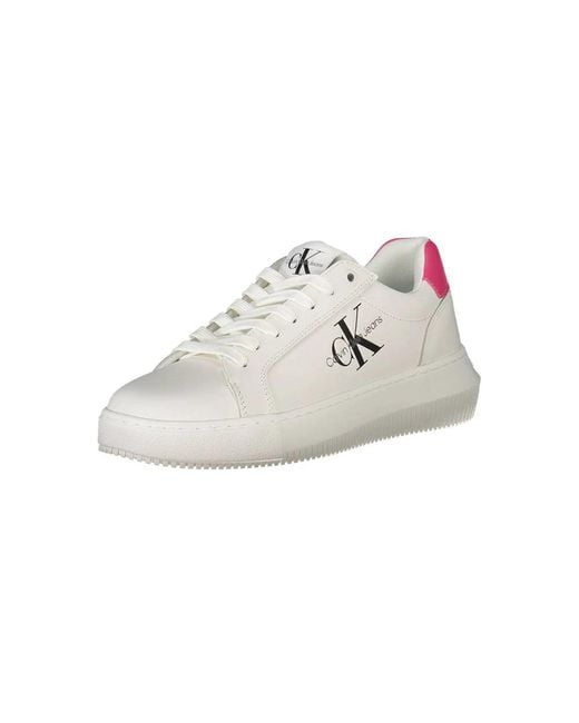 Calvin Klein White Weiße Leder Damen Sneaker