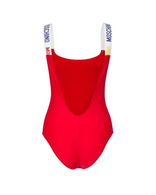 Moschino Badmode ,Rood ,Polyester Rood Logo Badpak in het Red