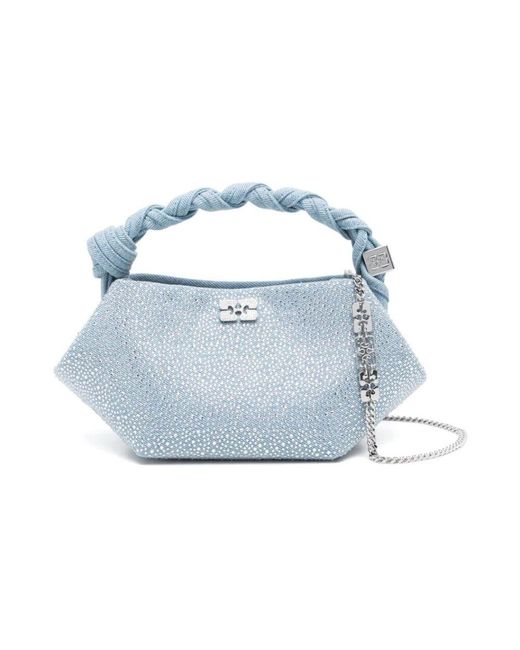 Ganni Blue Blaue Baumwoll Clutch Tasche