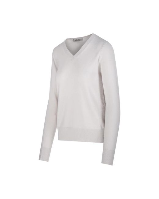 Max Mara White V-Neck Knitwear