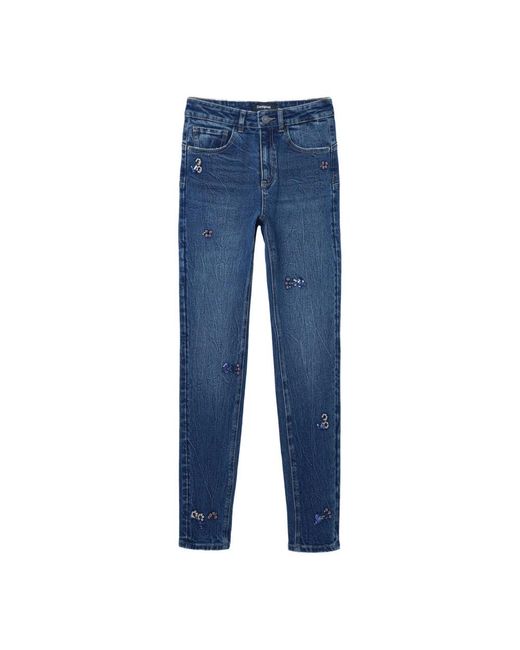 Desigual Blue Blaue pailletten-jeans