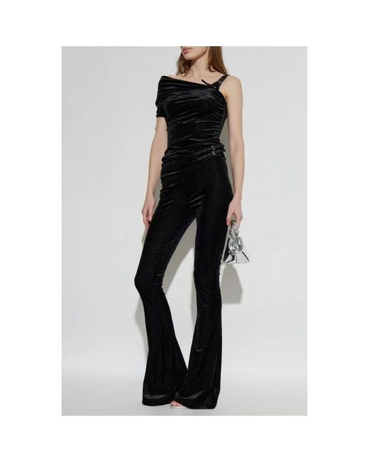 Versace Jeans Couture Black Velvet Off-Shoulder Top