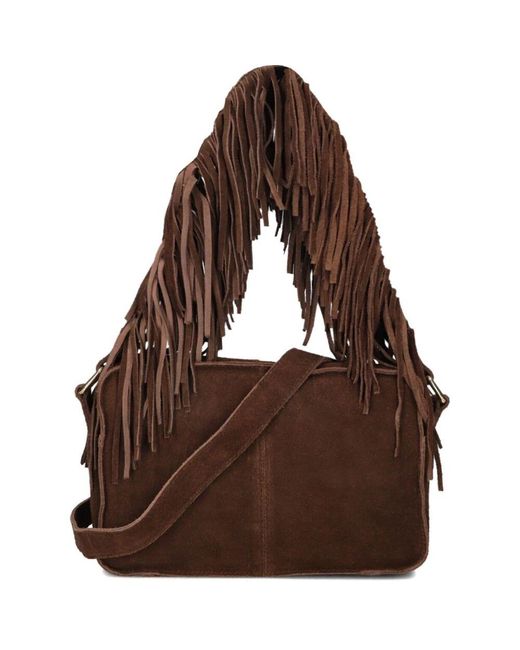 Nunoo Brown Bohemian Fransen Wildleder Umhängetasche