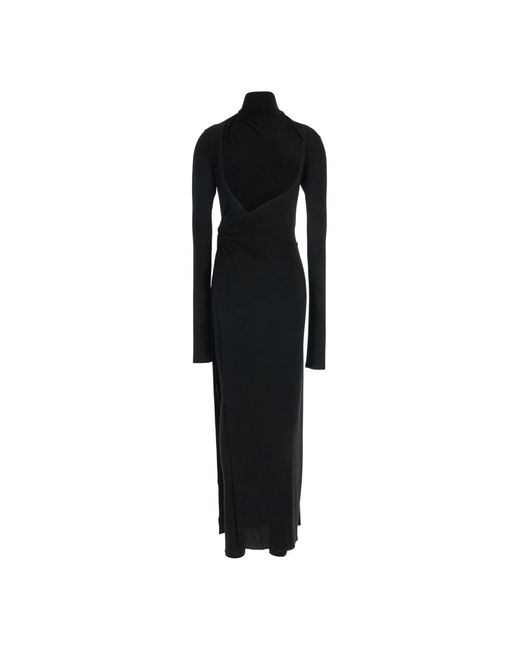 ANDAMANE Zwarte Turtleneck Openback Maxi Jurk in het Black