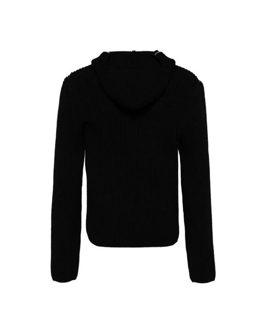 Helmut Lang Truien & Vesten ,Zwart ,Wol Zwarte Wollen Jas Met Rits in het Black voor heren