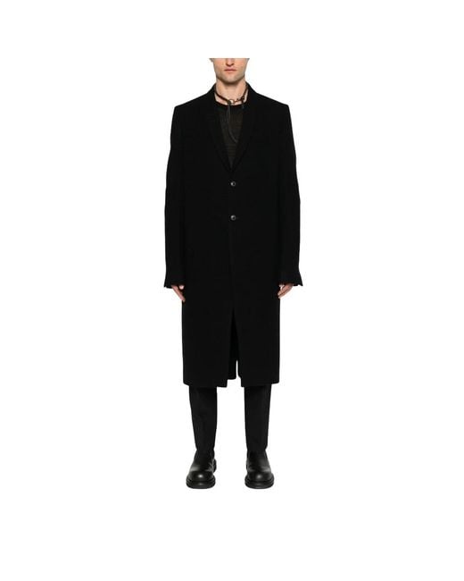 Rick Owens Black Single-Breasted Coats for men
